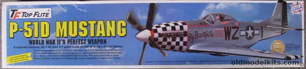 Top Flite 1/7 P-51D Mustang Gold Edition - 65 Inch Wingspan RC Aircraft, TOPA0110 plastic model kit